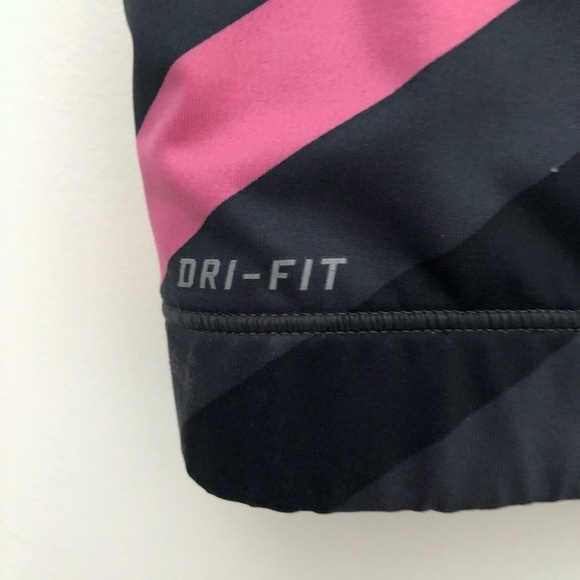 Nike Dri Fit Sports Bra- Grey and Pink Stripes - Picture 3 of 6